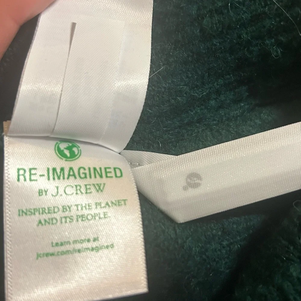 J Crew  Forest Green Relaxed Zip-Up Stretch Sweater - Picture 6 of 8